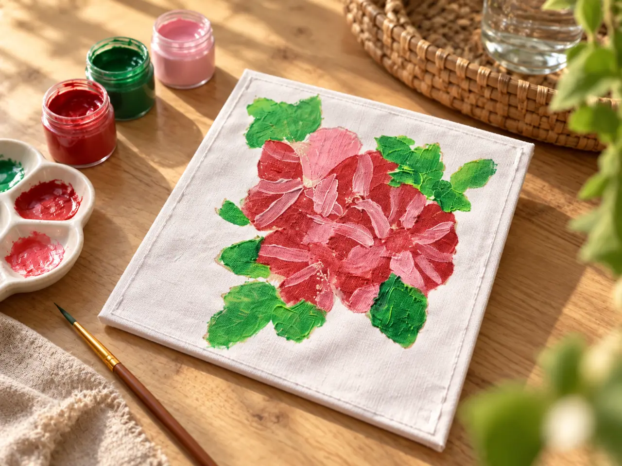 A colourful patterned fabric artwork to take home.