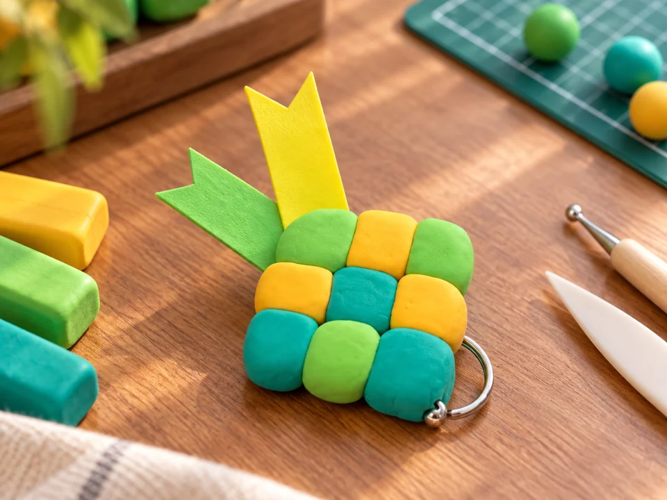 Clay ketupat keychains workshop creation
