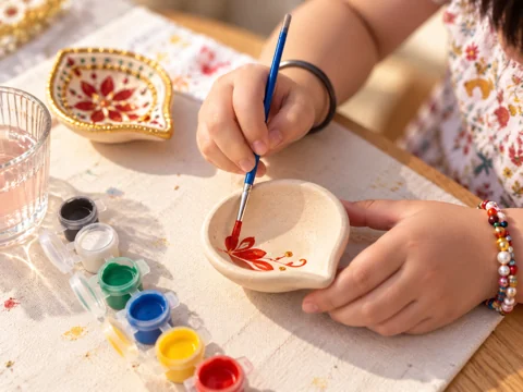 Diya painting workshop creation