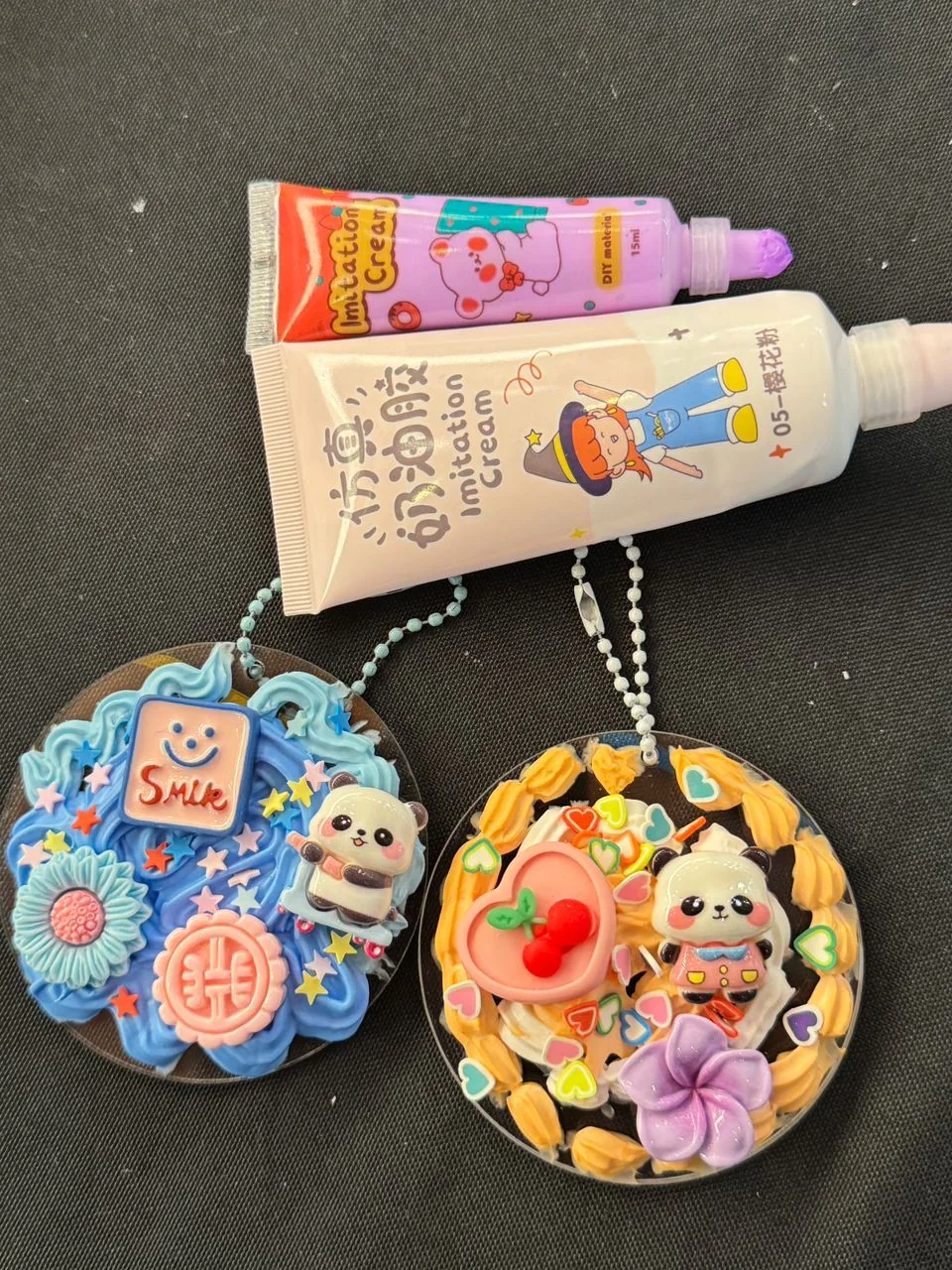 Charm keychains in the workshop source photographs