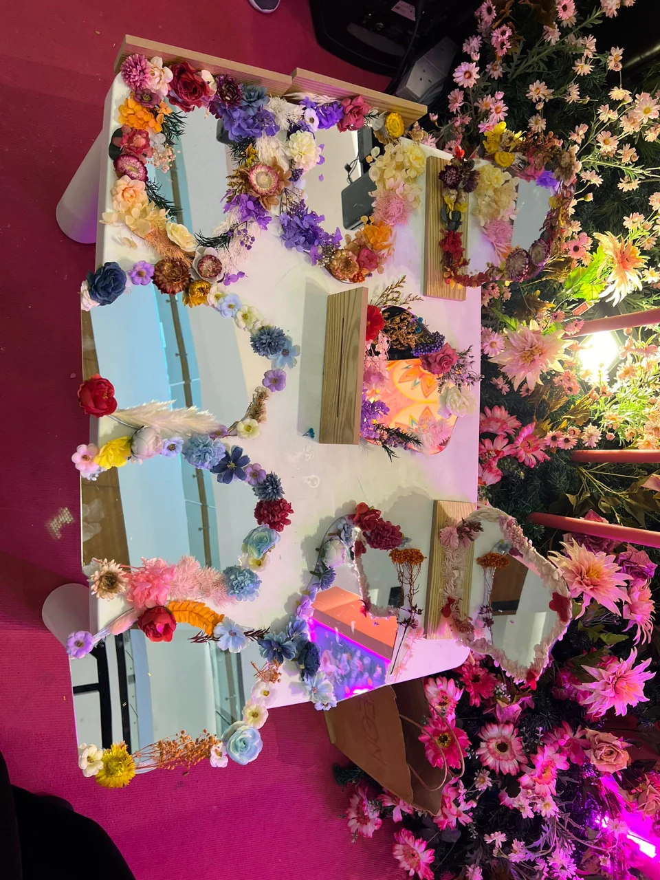 Preserved-flower mirrors in the workshop source photographs
