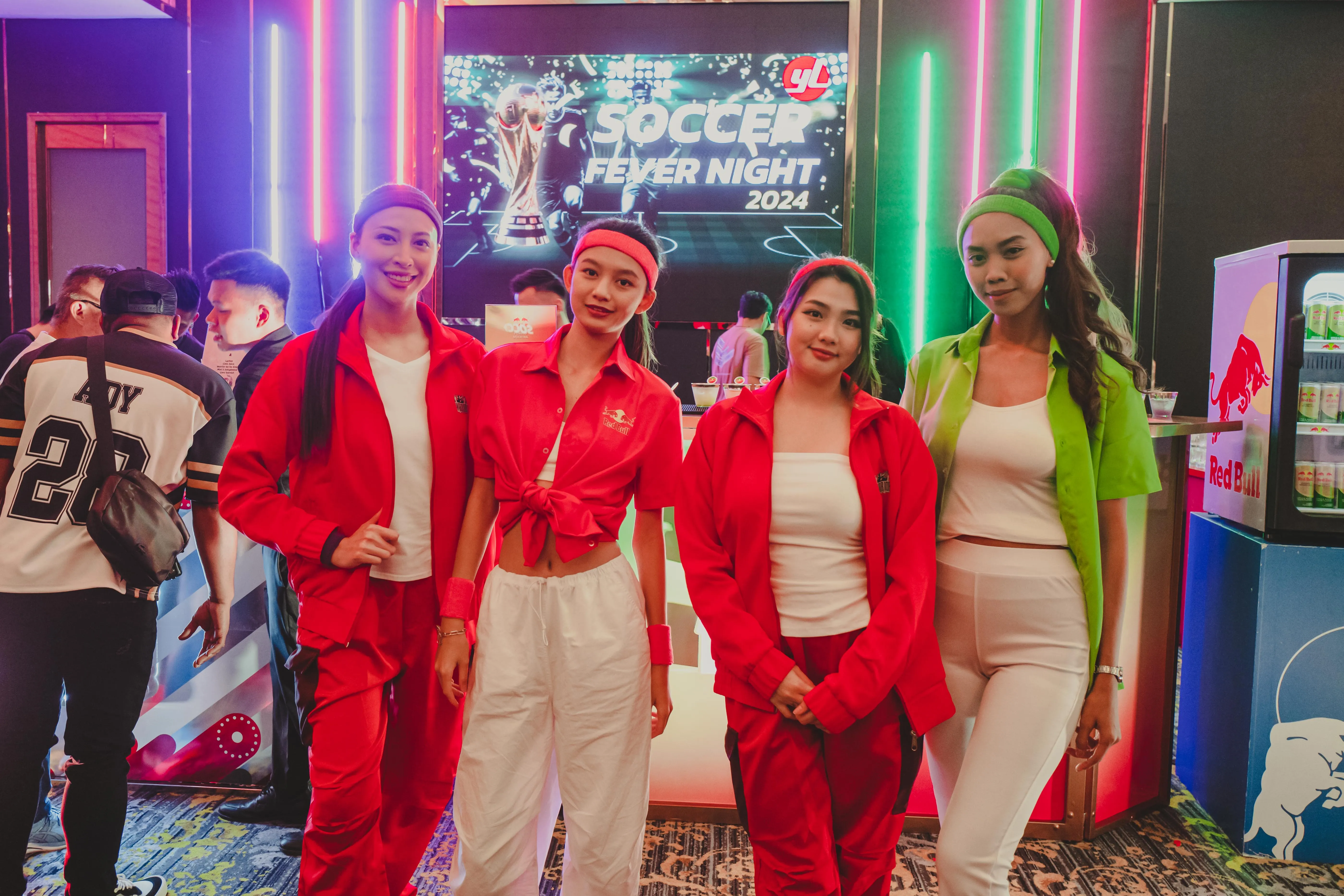 Professional brand ambassadors in uniform at a corporate event